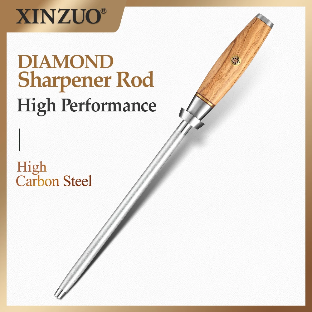 XINZUO Knife Sharpener Rod Kitchen Honing Steel Knife Sharpening Carbon