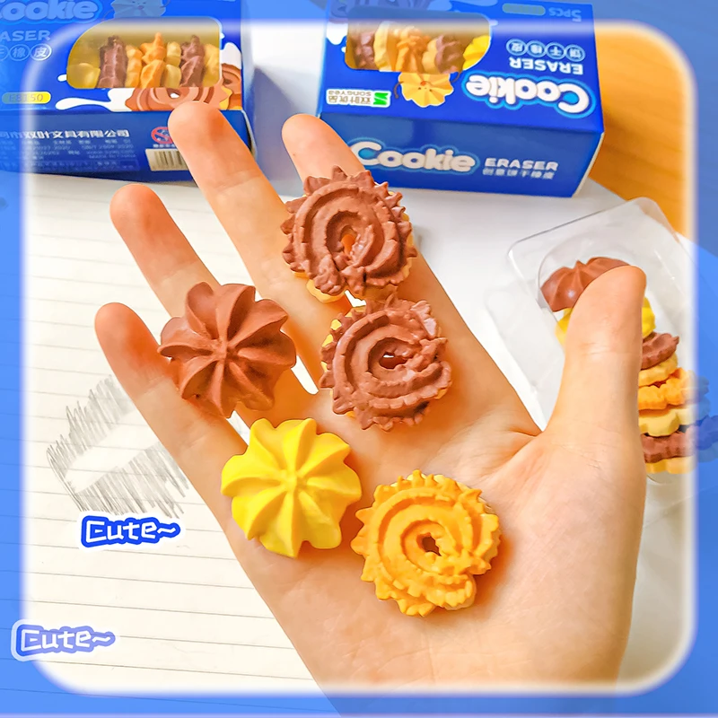 카와이 문구 미적 문구 용품 사무용품 어린이 날 선물 학교용 귀여운 것들 쿠키 지우개 고무