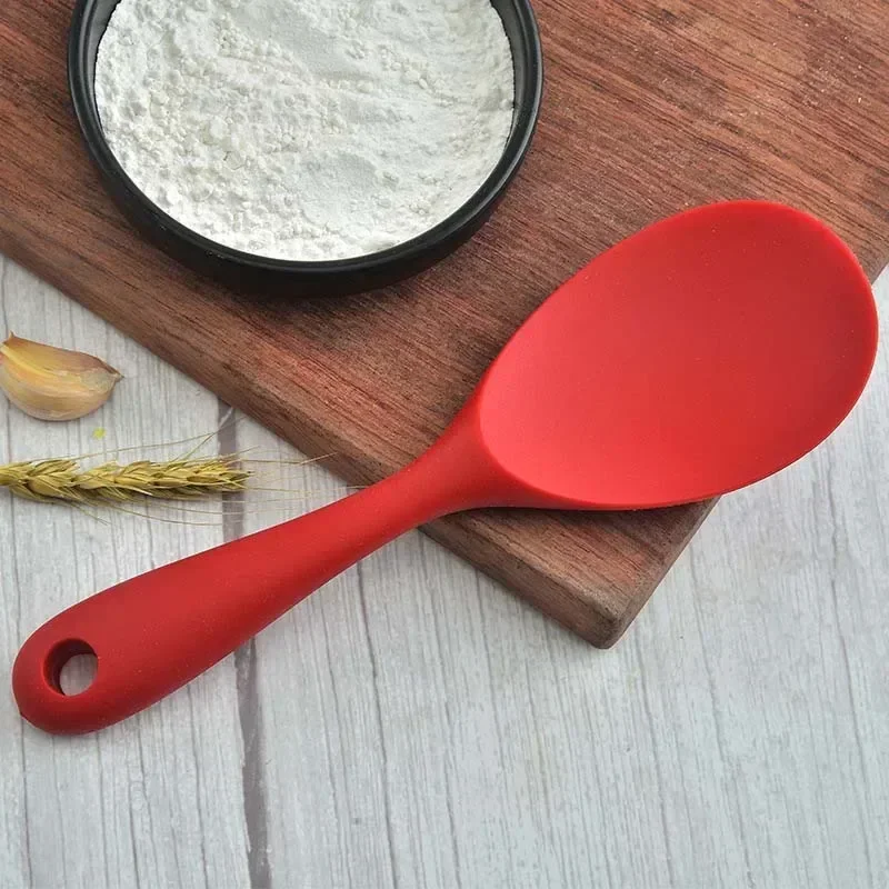 Hanging Silicone Rice Spoon Kitchen Ladle Non-stick Saucepan Electric Rice Cooker Cooking Scoop with Holes
