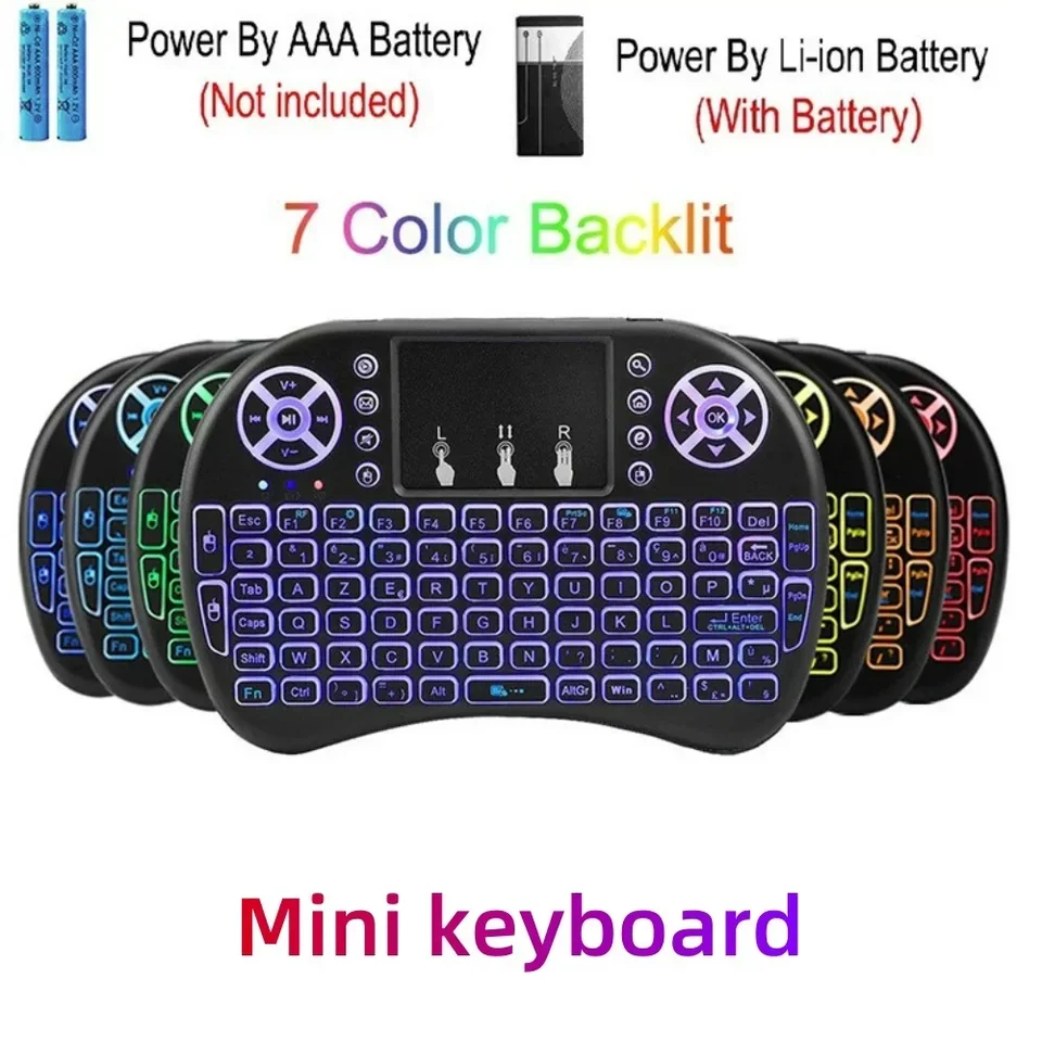 Backlit Mini Wireless For Laptop PC Touchpad Colorful Remote Control Mouse Keyboard Dry Battery/lithium Battery_voghion.com