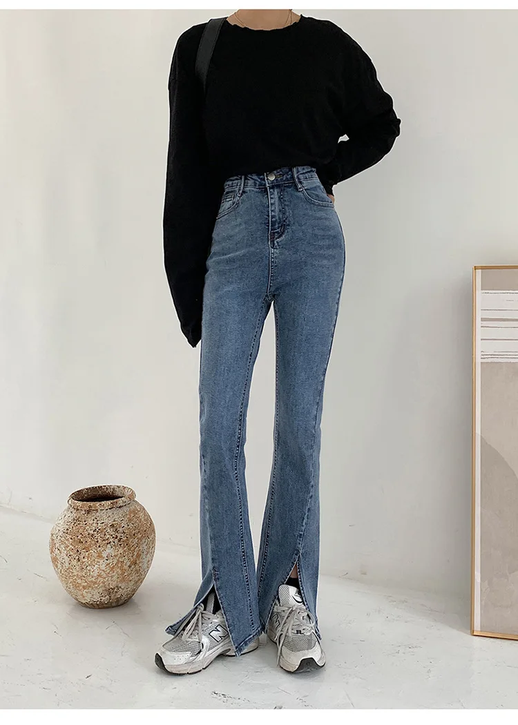 black mom jeans CGC 2022 New Spring Autumn Flared Jeans Women  Straight High Waist Jeans Casual Streetwear Slim Denim Pants Female Baggy Jeans brown jeans