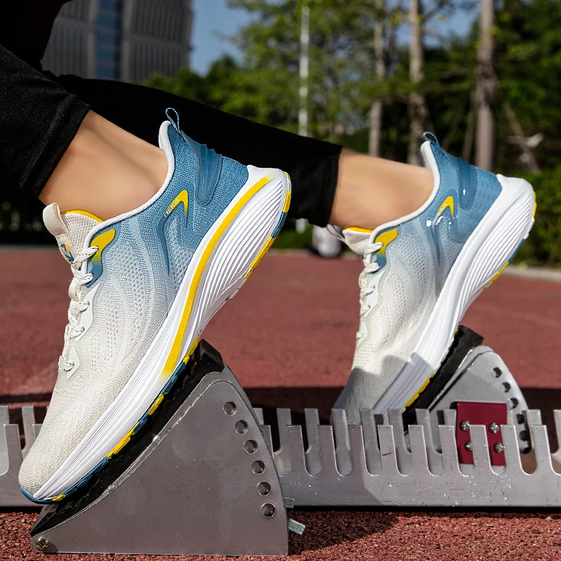 Four Season Men Mesh Breathable Marathon Sneakers MD Sole Running Jogging Comprehensive Training Physical Fitness Test Shoes