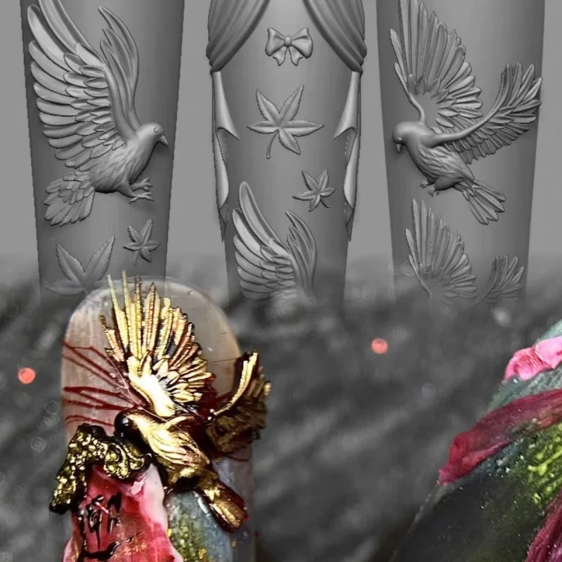 크레인 대나무 구름 크레인 플라잉 크레인 입체 네일 장식 투명 네일 몰드