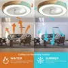 52CM  Ceiling Fan Light Lamp 220V APP +Remote Control Fans Bedroom Dining Room Wood Ceiling Fan With Lights DC Green Ceiling Fan 2