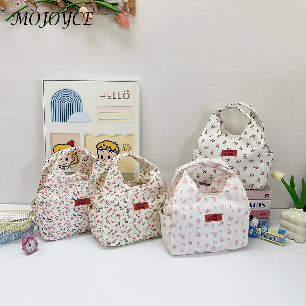 Lunch Bag for Women Men Cute Floral Lunch Tote Bag Reusable Lunch Container Zipper for Home School Office Outdoor Use 2