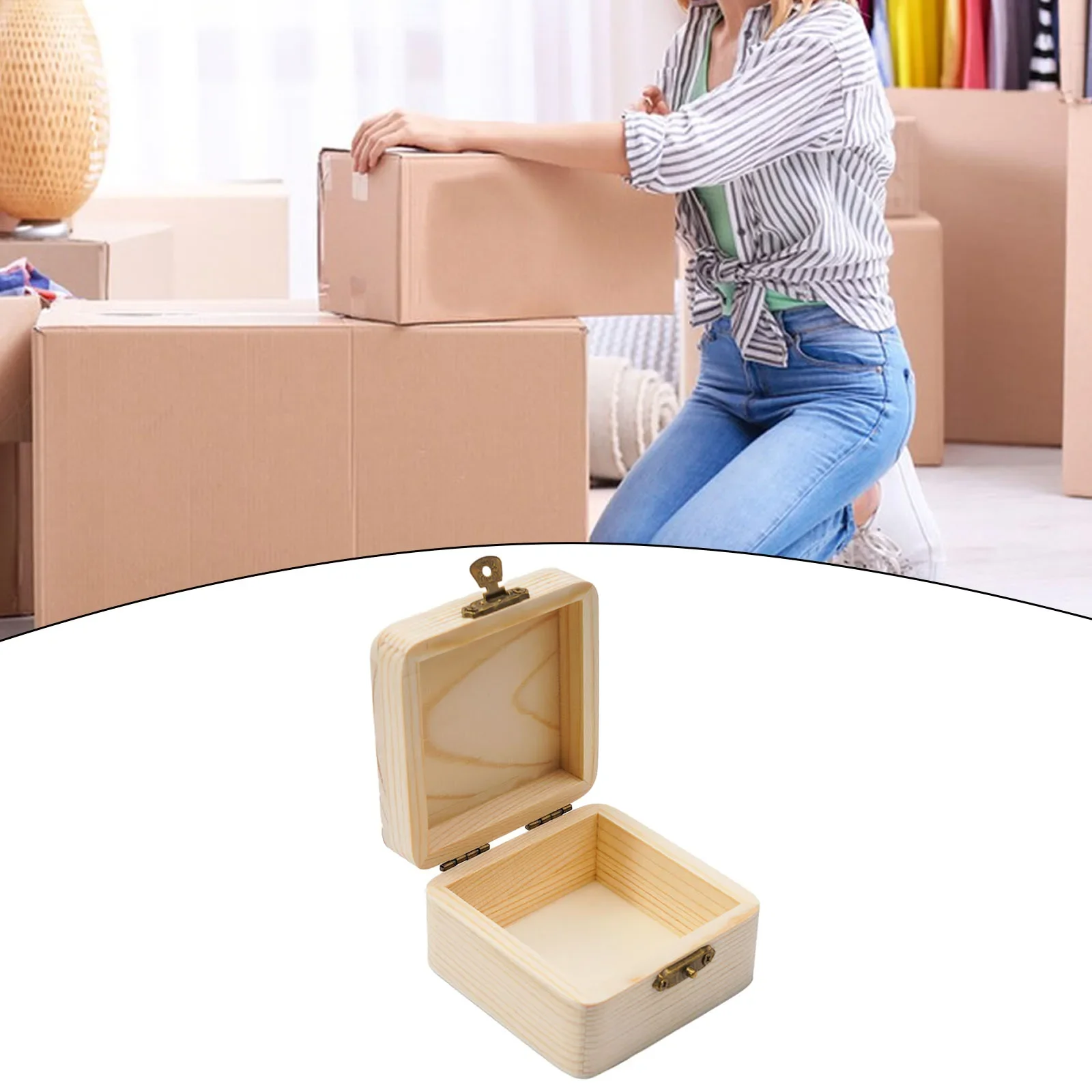 1pc Storage Box Hand-bonded Hand-made Pinus Sylvestris Wood Organizer Packing Plain Box Wood Brand New Craft Box 4