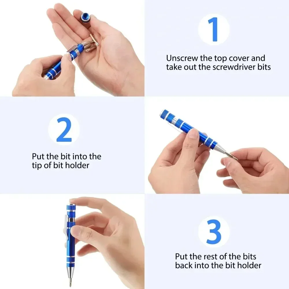 8 in 1 Screwdriver Pen Multifunctional Aluminum Alloy Precision Pen Changeable Screwdriver Combination DIY Mobile Phone Repair