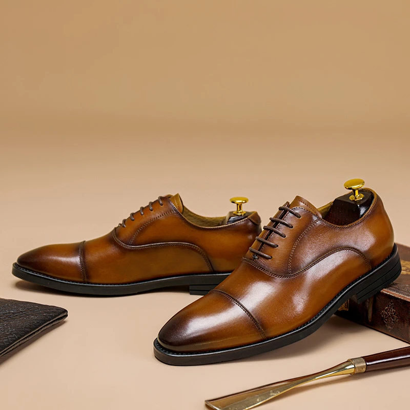 Zapatos de vestir Oxford hechos mano de alta calidad hombre, calzado Formal italiano de cuero de vaca genuino para boda, novedad de for|shoes for for men brand -