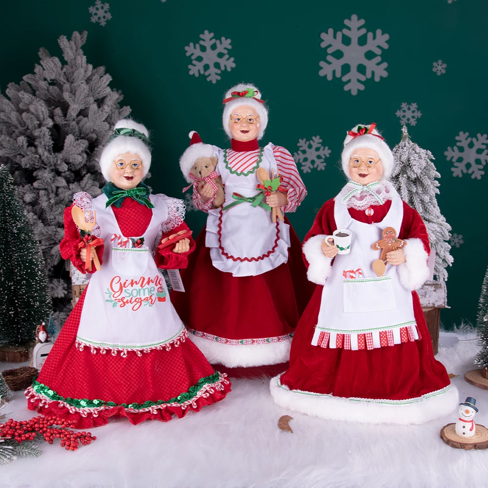Christmas Tree Decoration Santa Claus Doll 45CM Christmas Tree Topper Mrs Santa Claus Christmas Tree Decorations Grandma Figurine Treetop Desktop Ornaments Home Decor Gift