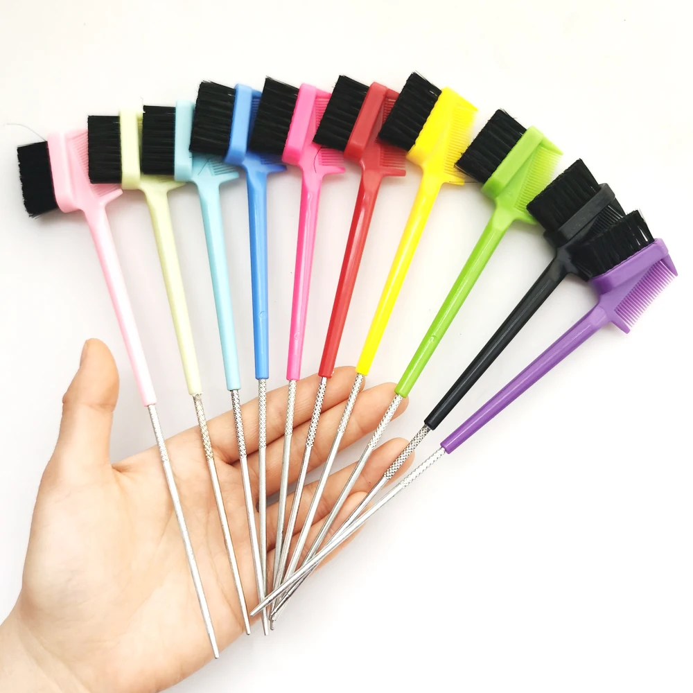 1 Pz Pennello Per Sopracciglia Double Edge Control Sided Multicolor Hair Comb Salon Steel Pin Tail Steel Hair Styling Strumenti Di Bellezza