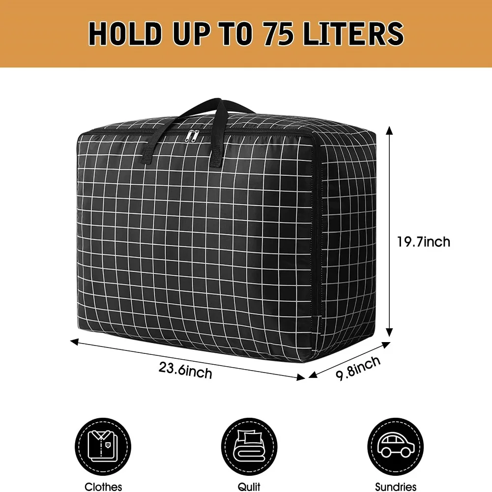 Foldable Quilt Storage Bag Large Capacity Sturdy Oxford Fabric Storage Wardrobe Closet Organizers for Clothes,Blanket,Beding 2