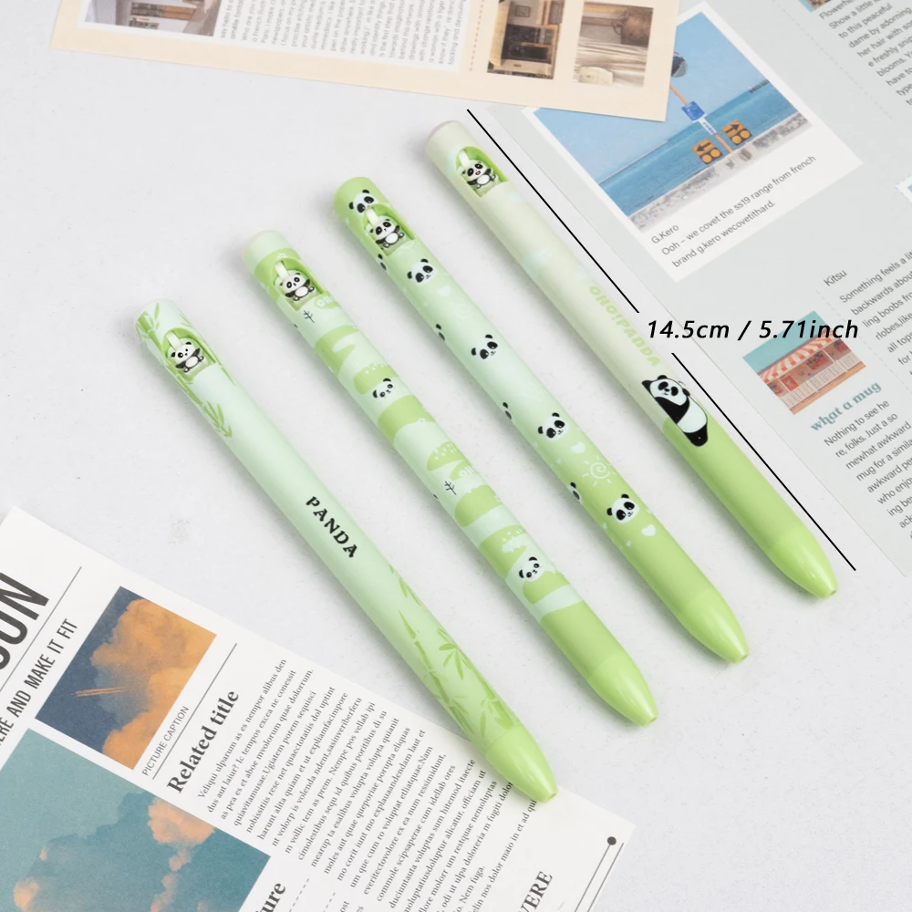 4 Pcs/Set Panda Design Gel Pens 0.5mm Fine Point Smooth Writing Quick-Dry Black Ink Pen for School Office Writing Stationery