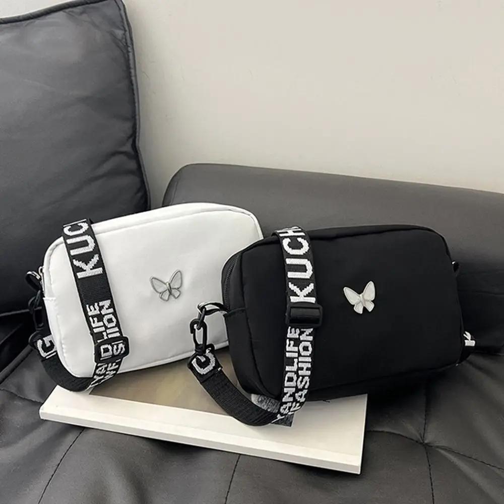 Black&white Shoulder Bag shoulder bag Durable Butterly Nylon Crossbody Bag Wide Belt Casual Mini Sqaure