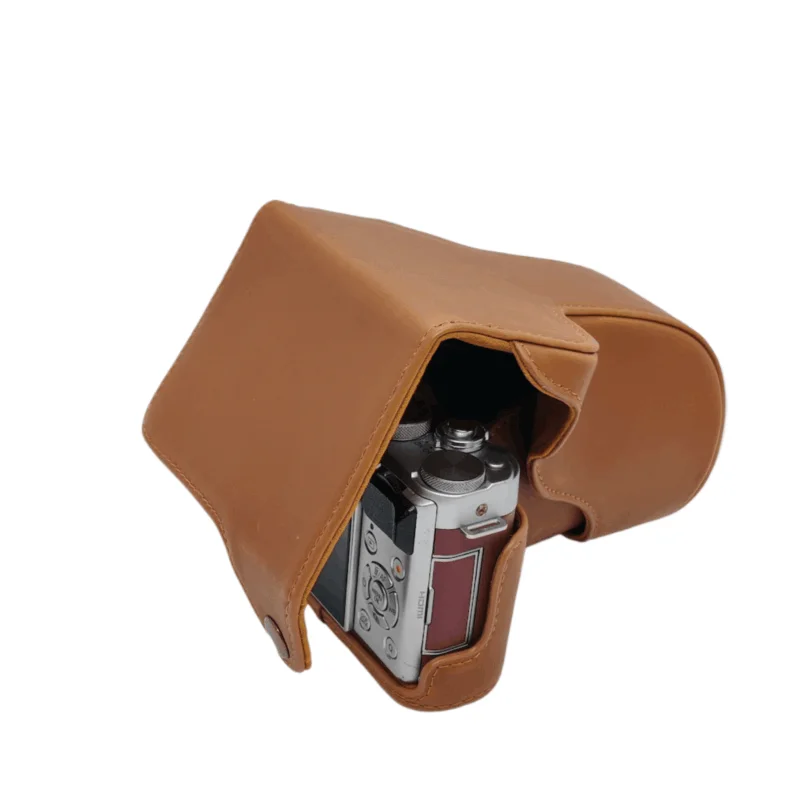 Étui Cuir Marron Fujifilm XF1 – Demi-boîtier Rigide Avec Sangle, Neuf