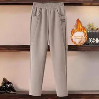High-End Fleece-Lined Thick Casual Pants Women's Autumn Winter New Style Loose Slimming Versatile Fashion High Waist Straight Le