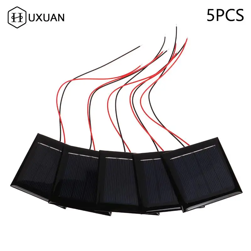 Micro Solar Board Photovoltaic Solar Cells With Wires Solars Epoxy Plate DIY Projects Toys 54x54mm 5pcs