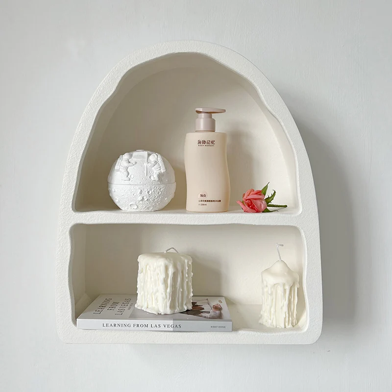 Nordic white arched wall cabinet, living room tabletop, cosmetics storage cabinet, cup holder, shelf, wall cave wall cabinet