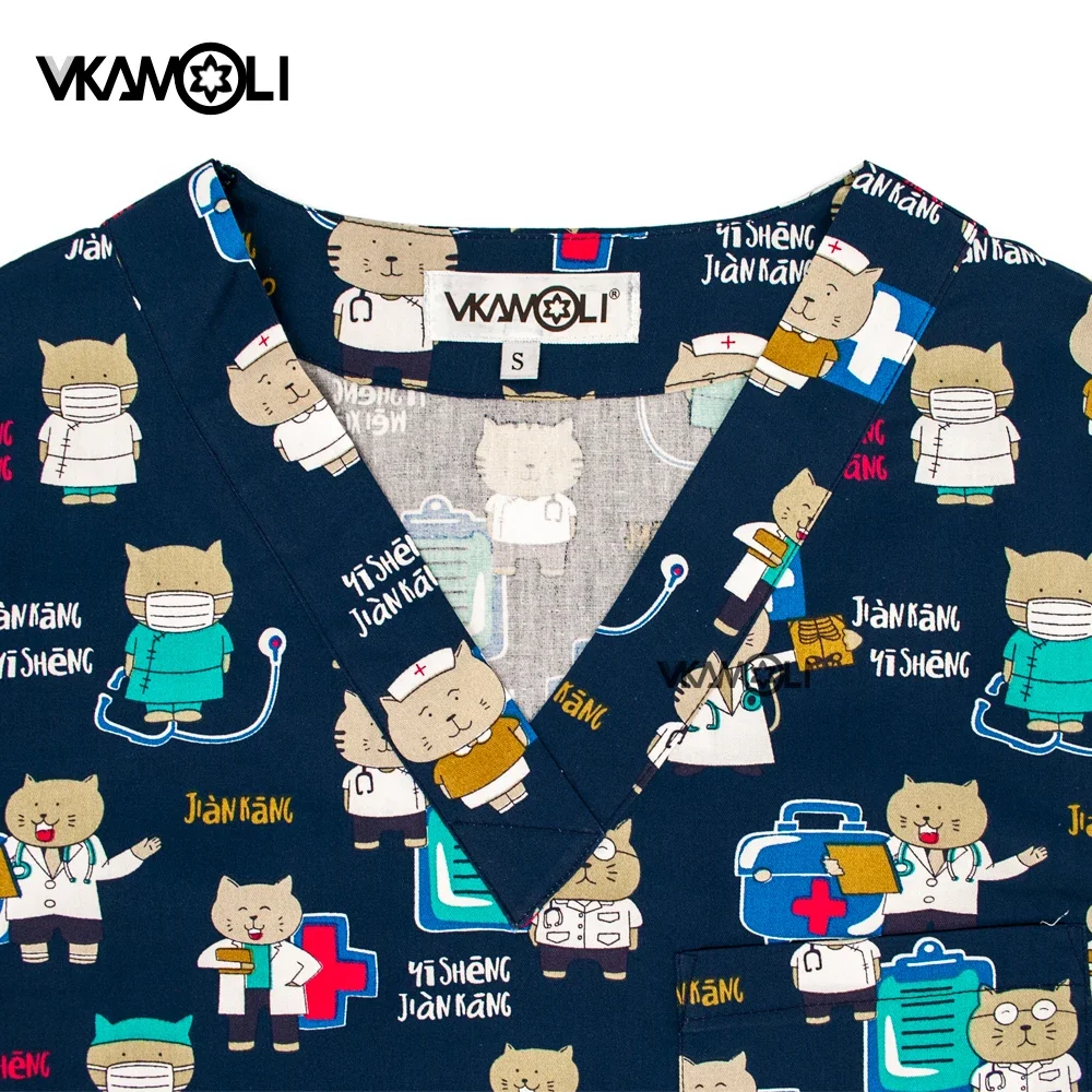Pet veterinary scrubs lab coat Hospital Staff Scrubs Top Nursing Uniform for Male Female Dental Clinic Supplies Nurse Women