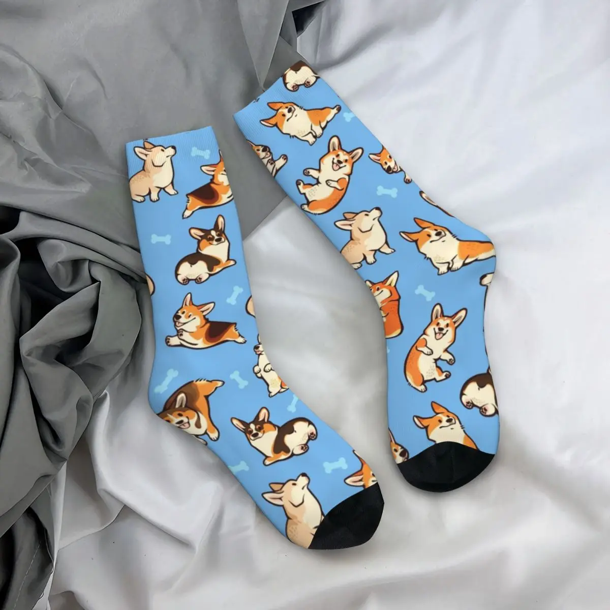 

Осенне-зимние повседневные носки унисекс Jolly Corgis в синем цвете, Нескользящие баскетбольные Носки для любителей собак