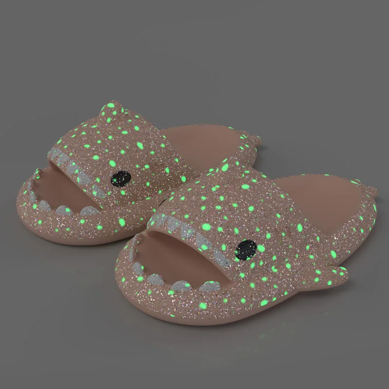 Summer Women's Fluorescence Shark Slippers Men Luminescent Thick-soled Slides Non-slip Flip Flops Couple Flat Shoes EVA Sandals 5
