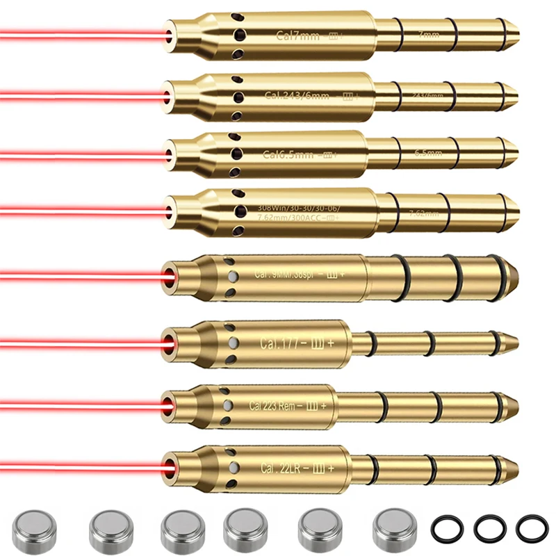 Gun Laser Bore Sight Pistol Rifle Red Dot Laser Pointer Cartridge Collimator Boresighter for 6mm 6.5mm 7.62mm/308Win .22lr
