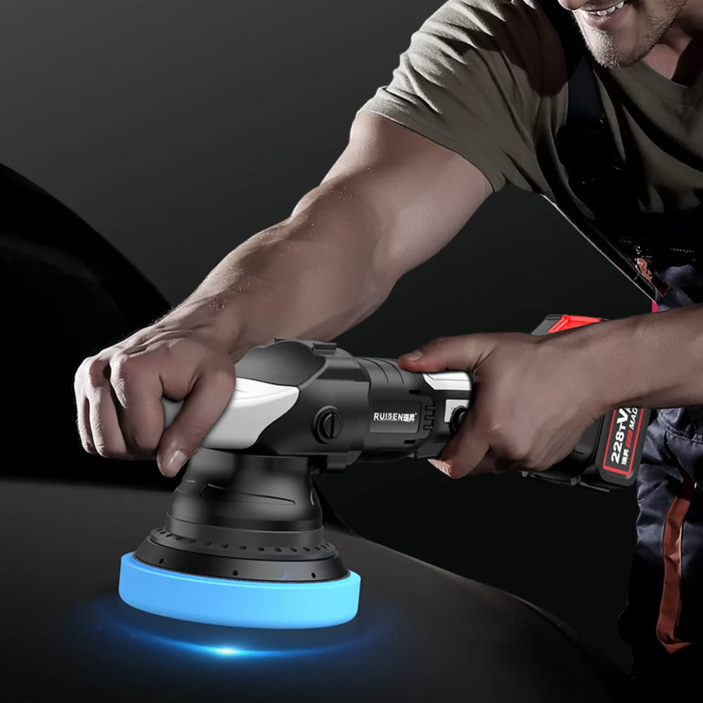 Cordless Car Polisher Electric Wireless Auto Beauty Polishing Machine Noiseless 3 Speeds Adjustable Car Waxing Cleaning Kit