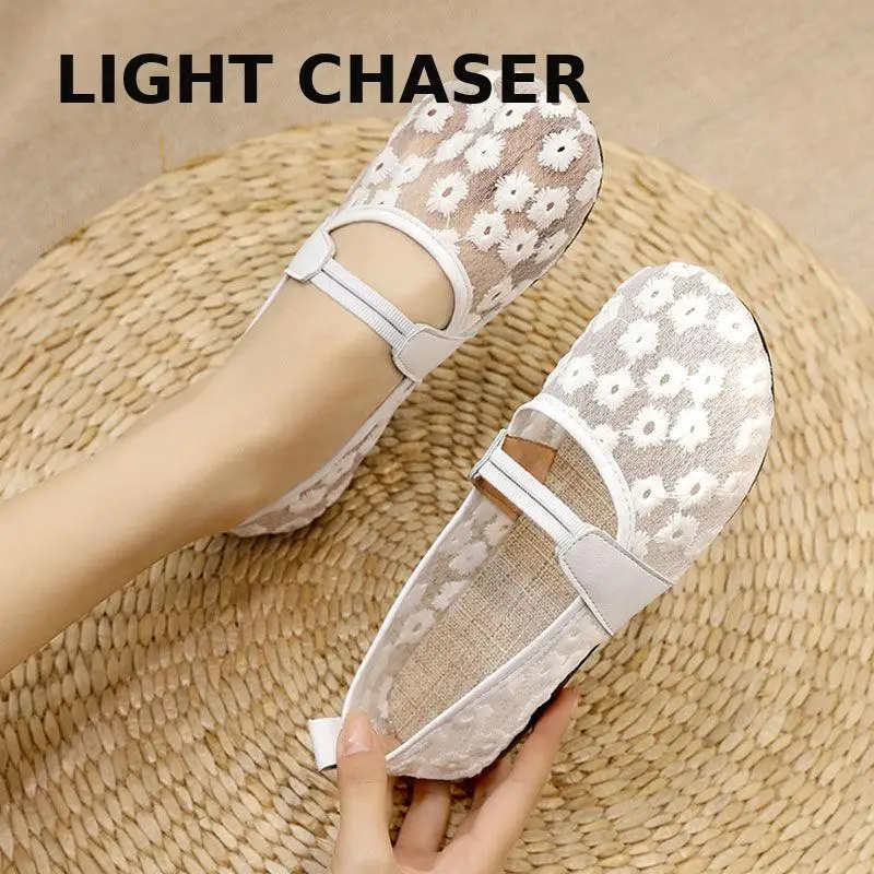 Summer Women's Shoes Women Pumps Pointed Toe Shallow Flat Shoes Breathable Mesh Loafers Soft Bottom Ballet Shoes Single Shoes