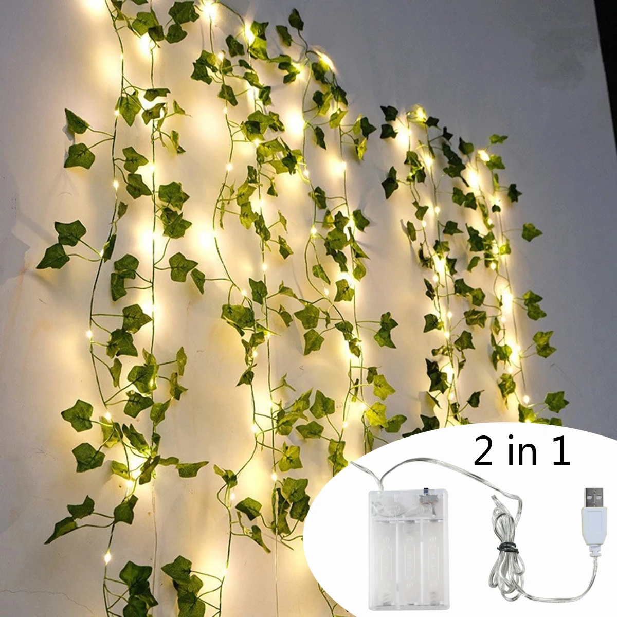 Flower Green Leaf String Lights USB and battery Powered Garland Ivy Vine Fairy Lights For Party Wedding Terrace Room Decoration