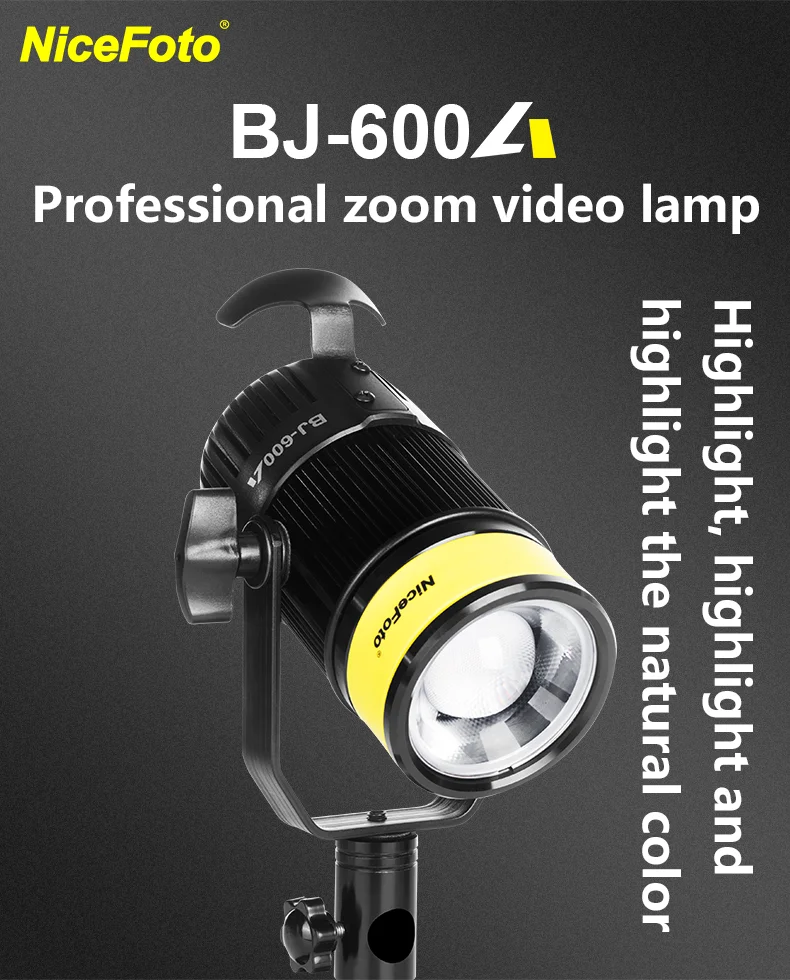 NiceFoto BJ-600A 35W Bi-color 2700-6500K Zoom LED video light