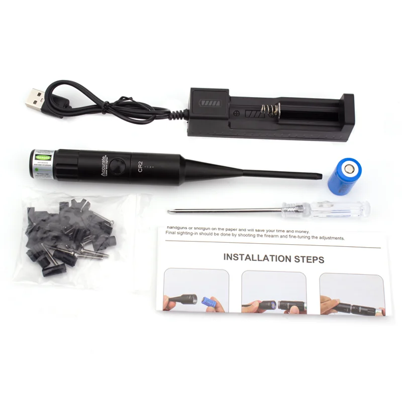 Laser Bore Sight Kit Red Green Laser fit 0.17 to 12GA Caliber Boresighter Big Press Switch Hunting Boresight Rifle