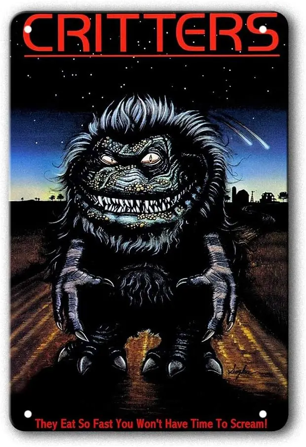 

Metal Tin Sign Classic Critters Poster Horror Film Movie Vintage Retro Aluminum Sign for Wall Decor