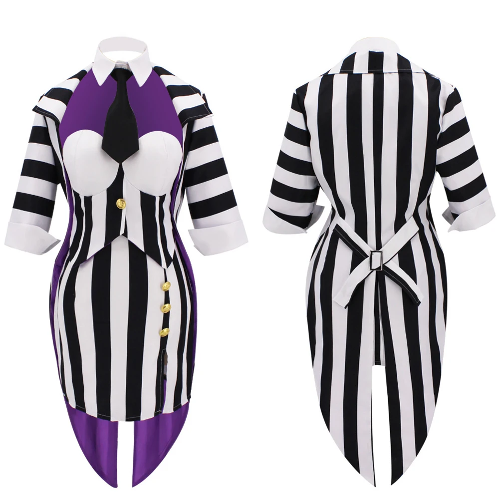 

Beetle Cosplay Costume Black and White Stripes Uniform Suits for Women Adult Outfit Halloween Carnival Party Clothes Role Play