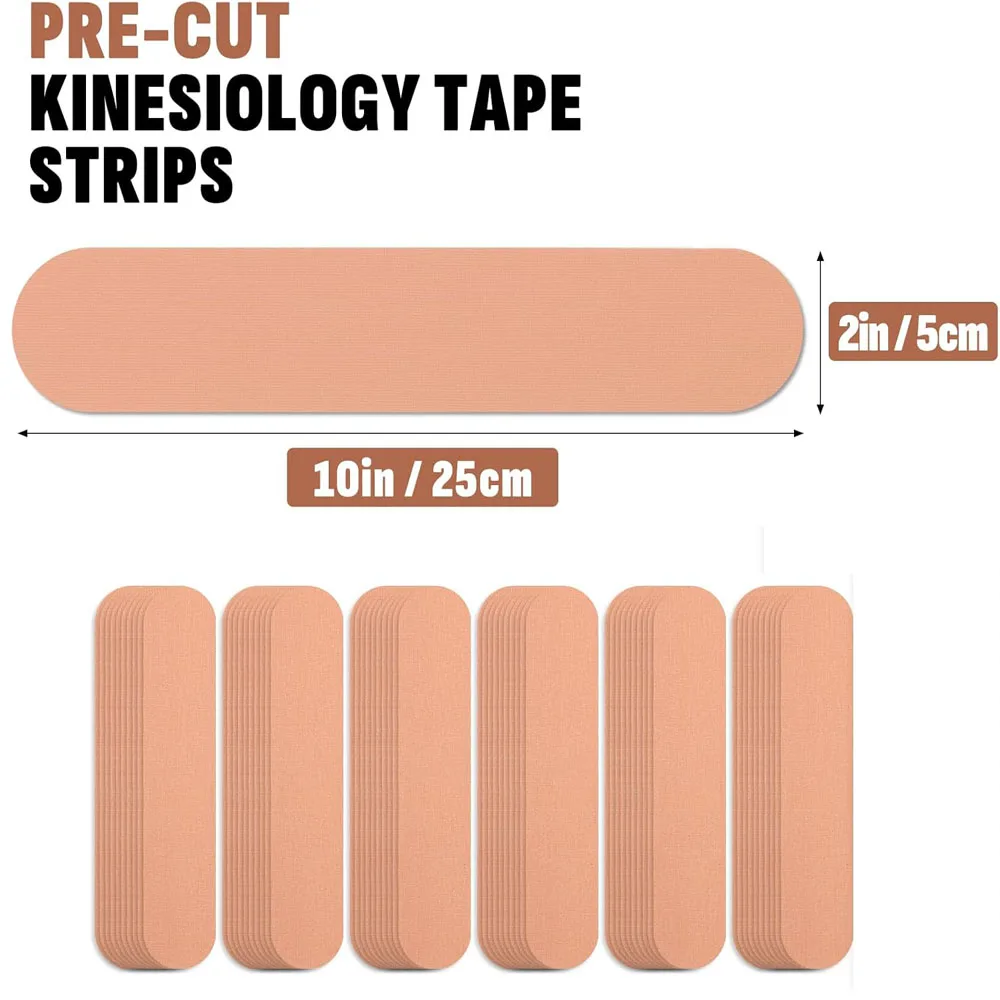 10PCS Precut Kinesiology 테이프 스트립, 운동 테이프, 탄성 근육 테이프, 스포츠 테이프, 운동 및 일상 사용을 위한 무릎 테이프