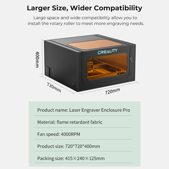 Newest Creality Laser Engraver Enclosure Pro Eye Protection Vent for CNC  Engraving Machine Protective Cover 720 x 720 x 400mm - AliExpress