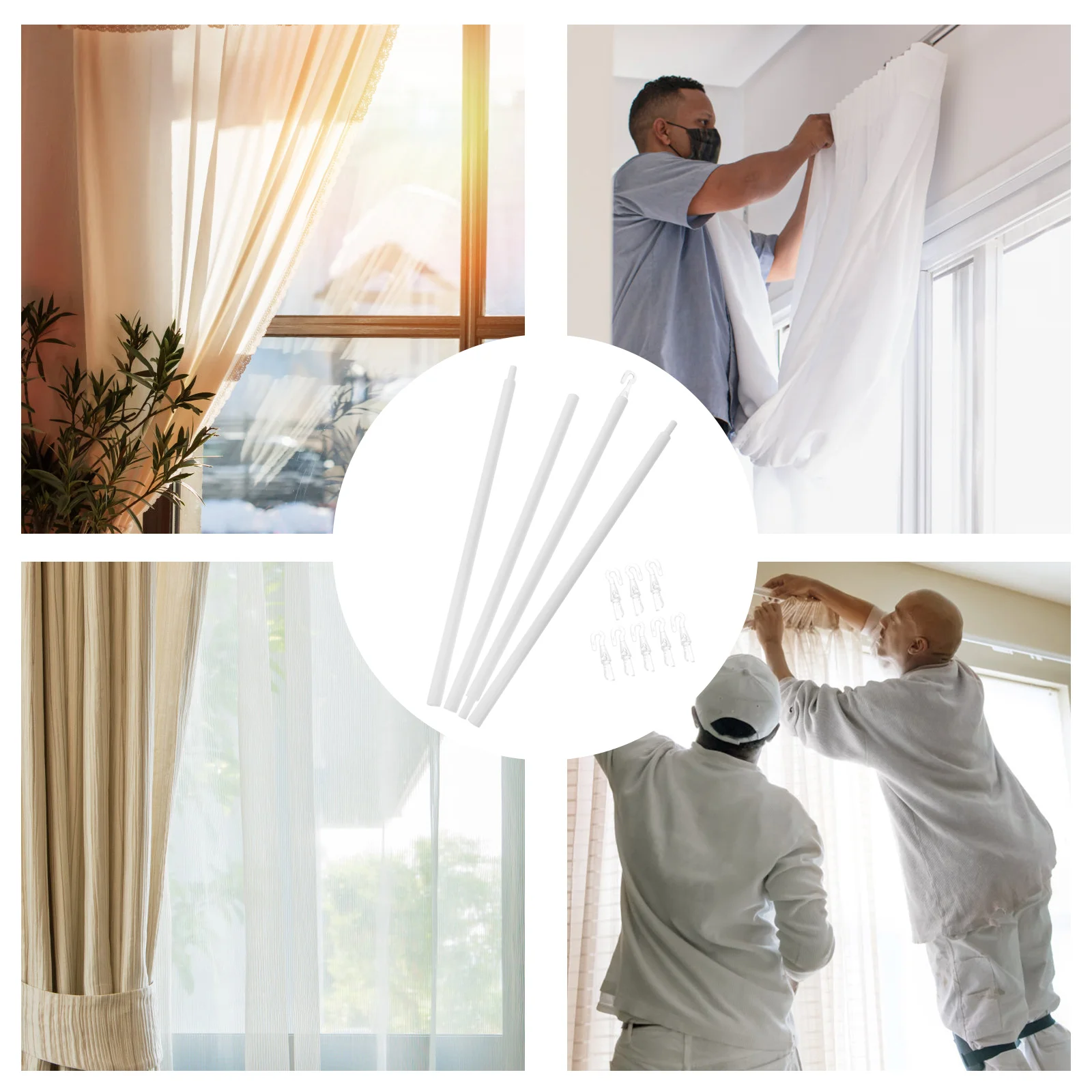 Venetian Blind Rod Stick with Hook Curtains Rods Wand Pull Hooks Pp 3