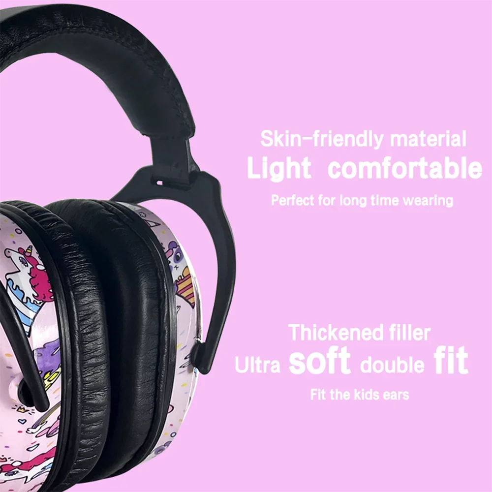 Vue de côté du casque antibruit enfant ZOHAN NRR 22dB montrant le design ergonomique et les couleurs vives.