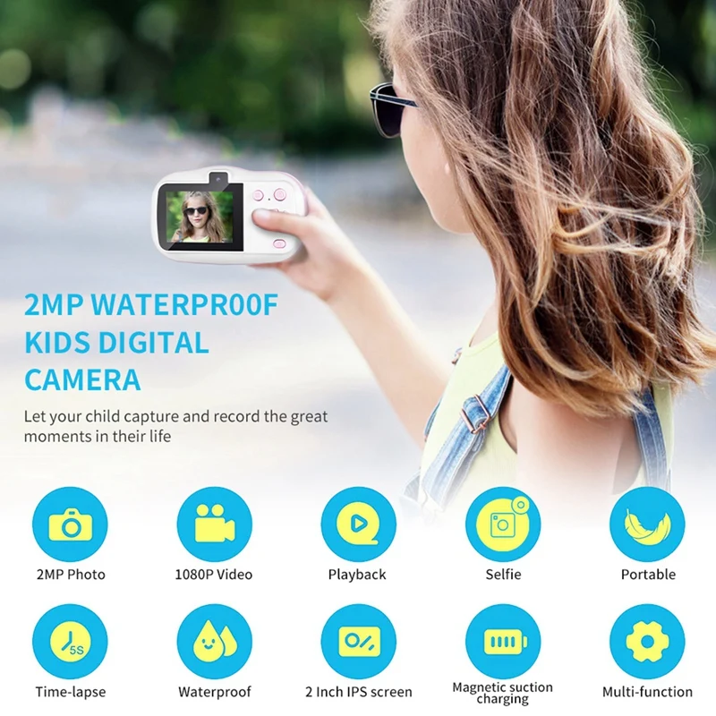 Children Camera Waterproof 1080P Mini Selfie Kid Toy Digital Cameras 32G Video Camcorder Toy Kids Birthday Gift-A Easy To Use
