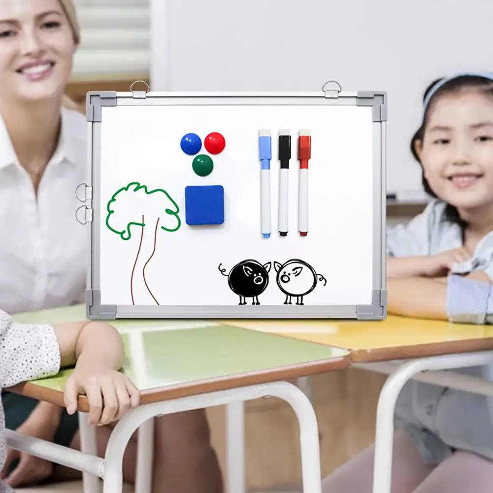 

Office Whiteboard Double-sided Magnetic Dry Erase Whiteboard with Hooks for Office Classroom 40x30cm Wall Hanging for Teaching