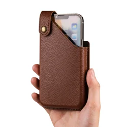 Stylish Universal Leather Phone Waist Bag for 6.1 - 6.7 Inch Smartphones (Brown)