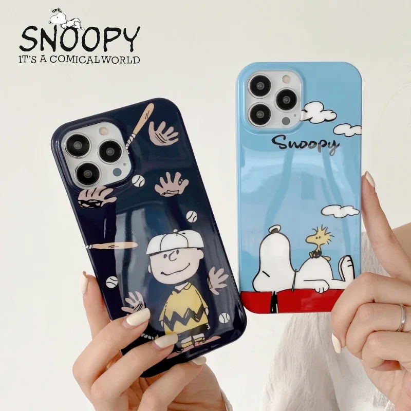 New Snoopy Funny Cartoon Dog Charlie Blue Phone Case Per Iphone 13 12 11 Pro Max Se Cover Posteriore Antiurto Kawaii Superficie Liscia