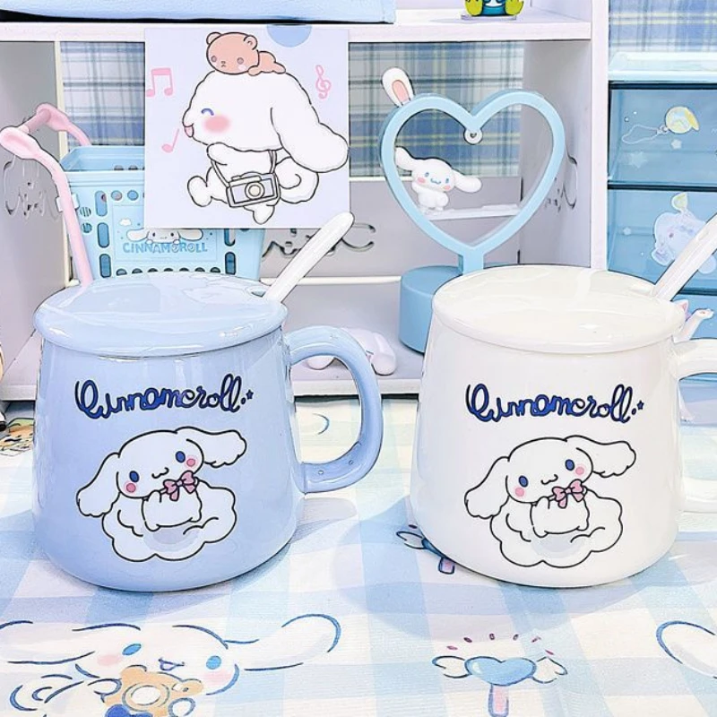 

Kawaii Sanrio Cinnamoroll HelloKitty Anime Ceramic Cup Y2k Cute Cartoon Milk Caffee Mug Cup Girly Heart Lovely Gifts for Girls