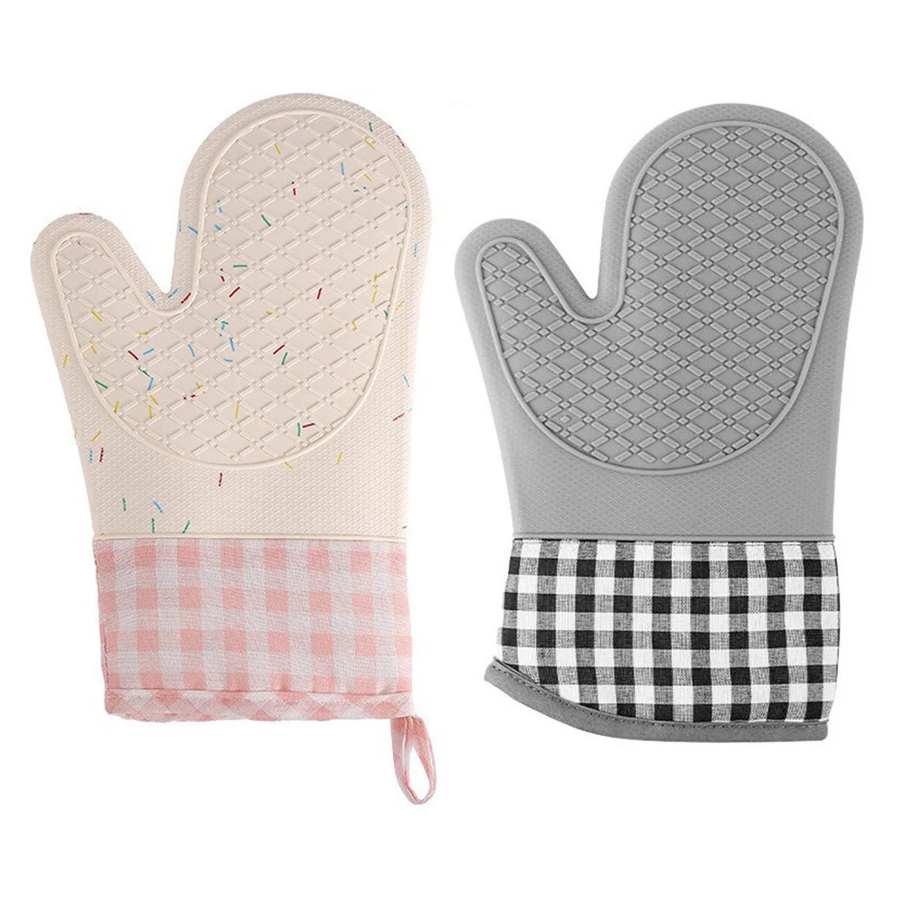 Silicone Heat-Resistant Kitchen Gloves – Quilted Non-Slip Oven Mitts for Cooking, Baking & Grilling