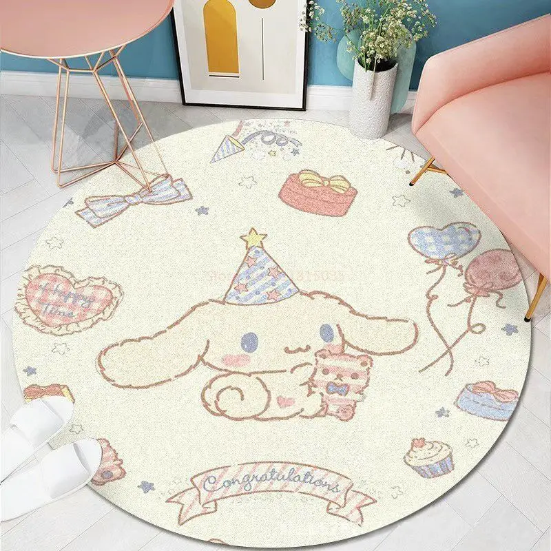 80-160cm Anime Sanrio Cinnamoroll Round Carpet Bedside Blanket Bedroom Doormat Non-slip Floor Mat Home Living Room Decor Rug 5