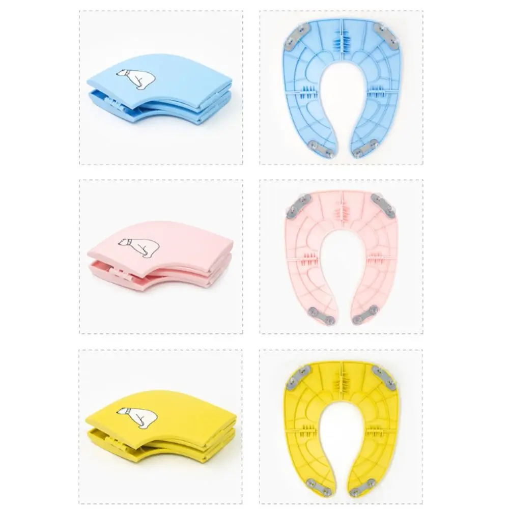 Foldable Baby Travel Toilet Seat Washable Cartoon Travel Potty Seat Non-Slip Suction Cups Baby Potty Mat Public Restrooms