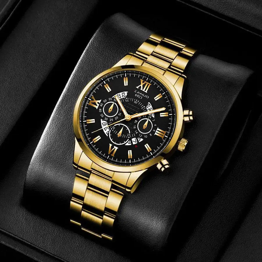 Luxury Men's Steel Strap Luminous Calendar Watch Business Fashion Wristwatch Sports Watch Men's Gifts 2