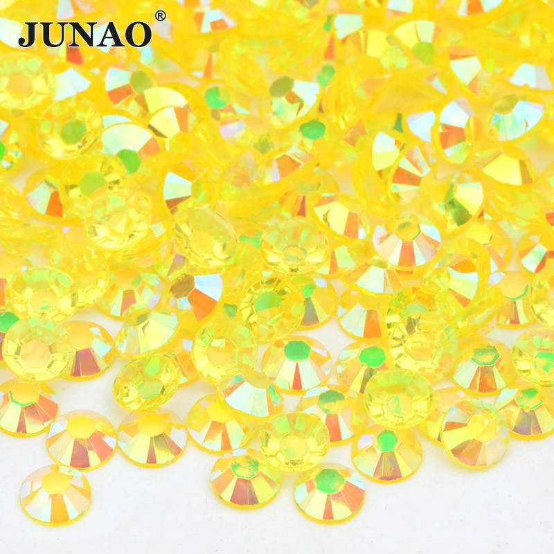 JUNAO Wholesale 2 3 4 5 6 mm Transparent Resin Rhinestone Bulk Flatback Strass Diamond Non Hot Fix Crystal Stones for DIY Crafts Garment Hooks