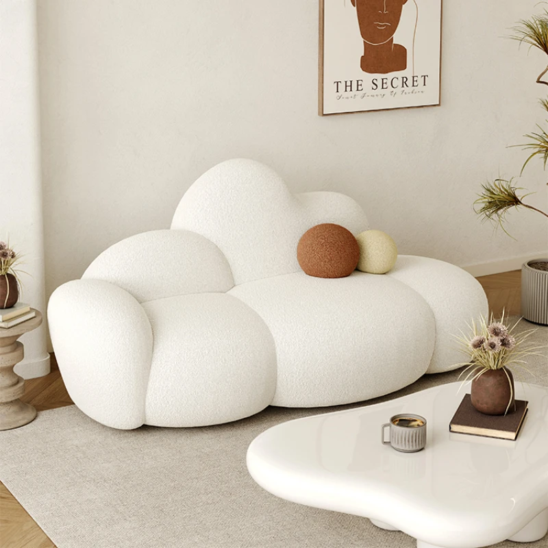 

White Cloud Living Room Sofas Lazy Modern Fabric Minimalist Corner Couch Cozy Sectional Cushions Sofy Do Salonu Household Items