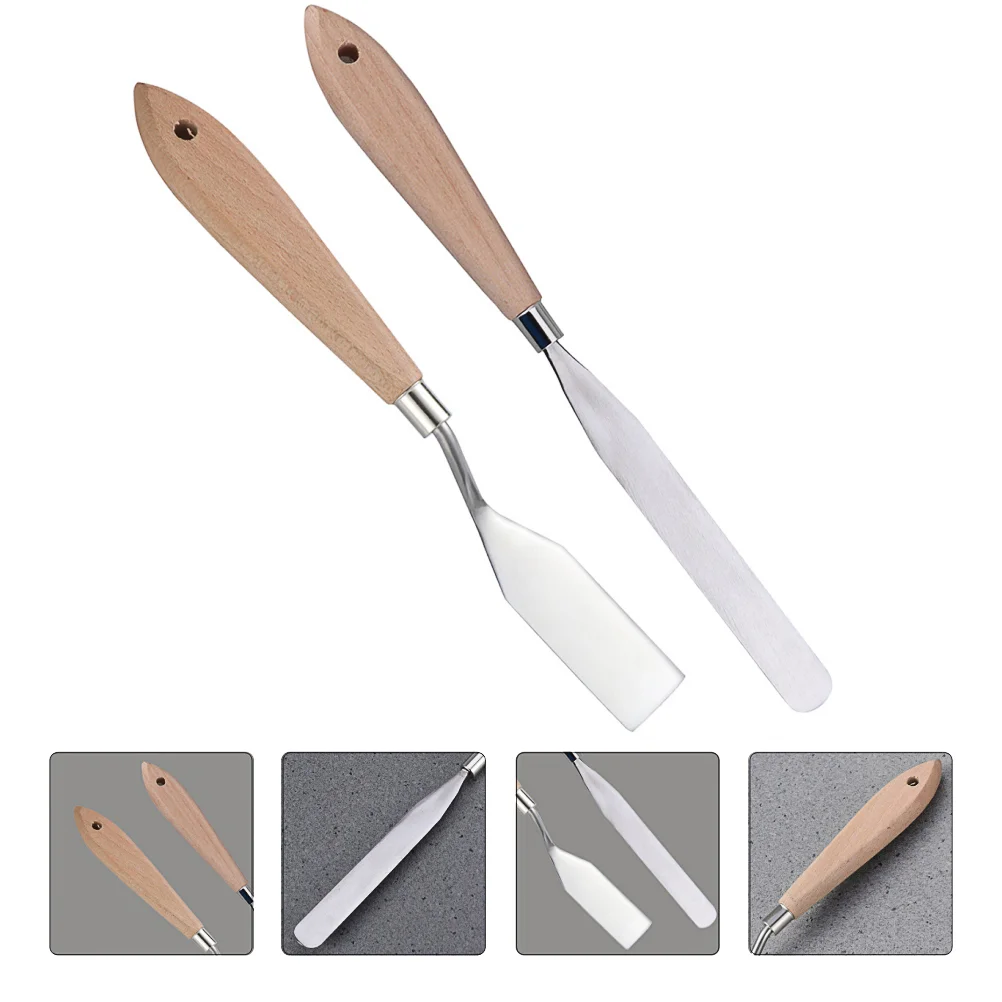 

2pcs Premium Painting Mixing Scraper Metal Spatula Set Painting Tools for Watercolor Oil Crafts supplies