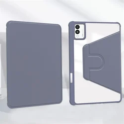 360 Rotating Acrylic Hard Stand Cover with Pencil Holder for Tecno Megapad 11 (Lavender gray)