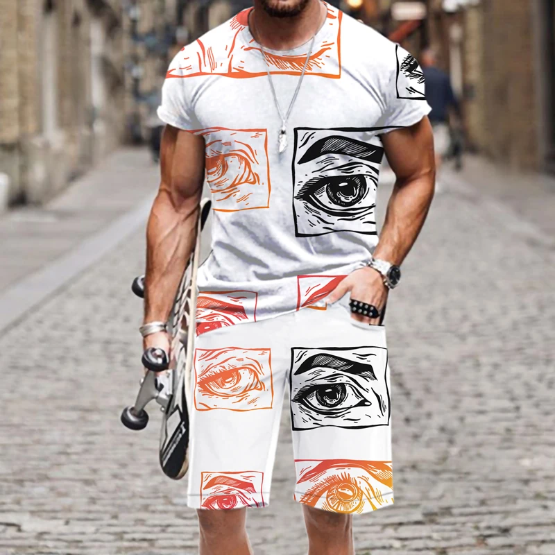

Men's T-shirt Set Luxury Casual Street Harajuku Funny Outfit Beach 3D Printed Summer Fashion Hot Sportswear Hip-hop 2022 New